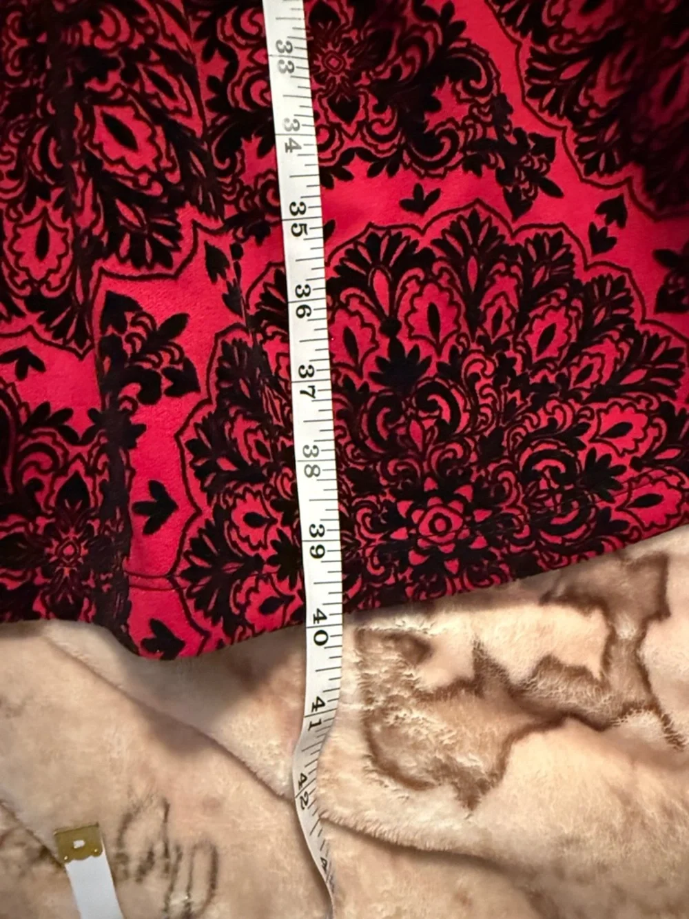 π€MADISON LEIGH RED BLK SLEEVELESS DAMASK FIT N FLARE DRESS SIZE 16π€ - Picture 9 of 10